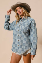 Load image into Gallery viewer, Frayed Edged Washed Denim Checker Jacket
