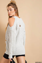 Load image into Gallery viewer, Anna Distressed Cold Shoulder Sweater
