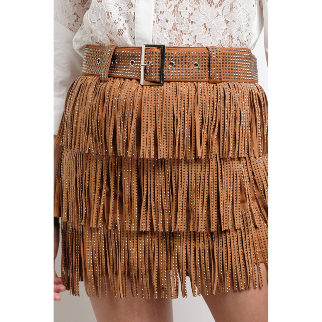 Rhinestone Suede Western Skort
