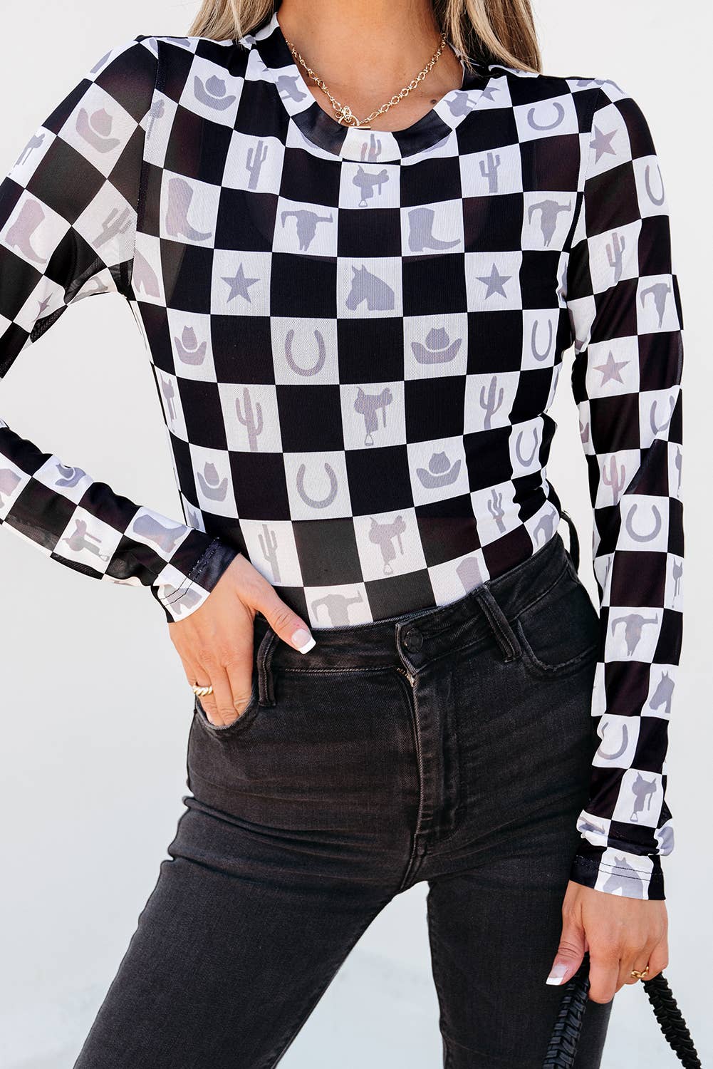 WESTERN CHECK MESH TOP
