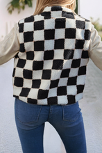 Load image into Gallery viewer, Checked Snap Button Sherpa Jacket

