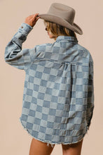 Load image into Gallery viewer, Frayed Edged Washed Denim Checker Jacket
