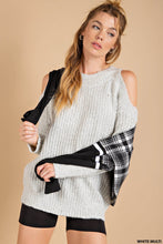 Load image into Gallery viewer, Anna Distressed Cold Shoulder Sweater
