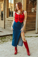 Load image into Gallery viewer, Stretch Denim Double Side Buckle Slit Skirt
