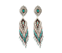 Load image into Gallery viewer, Wild Feather Medallion &amp; Beaded Earrings
