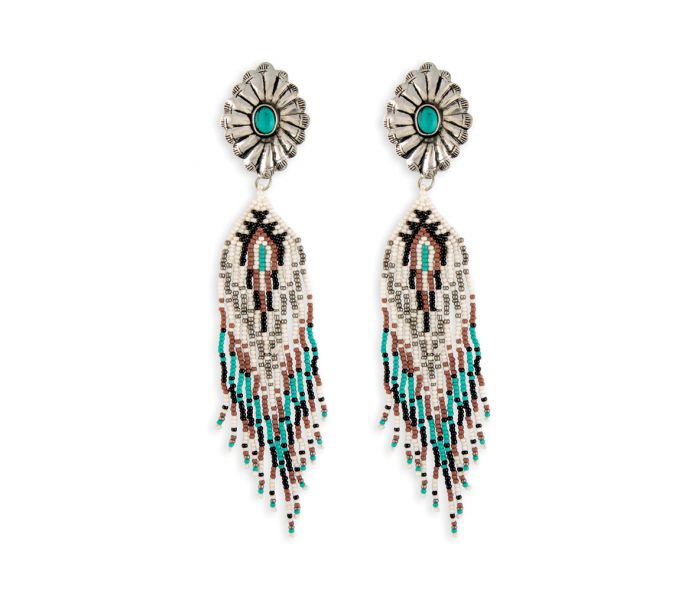 Wild Feather Medallion & Beaded Earrings