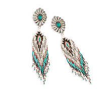 Load image into Gallery viewer, Wild Feather Medallion &amp; Beaded Earrings
