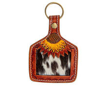 Load image into Gallery viewer, Sunflower Fire Hand-Tooled Key Fob

