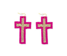 Load image into Gallery viewer, Beaded Cross Dangle Earrings
