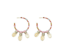 Load image into Gallery viewer, Beaded Earrings With Cowrie Shell Charms
