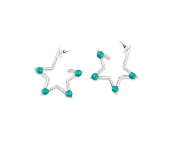 Stars of Mine Silver Tone & Bead Accent Earrings
