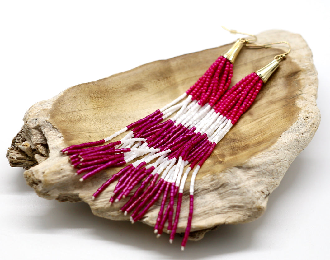 Seed Bead Tassel Earrings