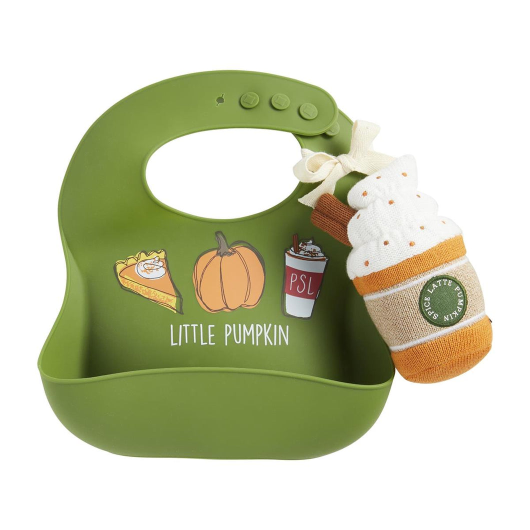 Pumpkin Spice Bib and Rattler Set