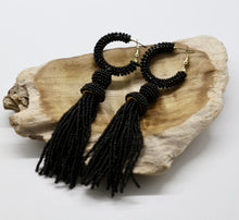 Load image into Gallery viewer, Dangly Hoop Seed Bead Earrings
