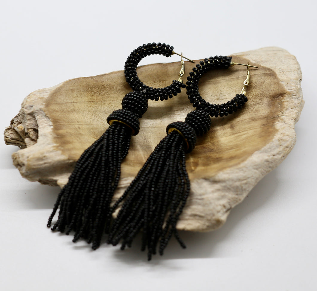Dangly Hoop Seed Bead Earrings