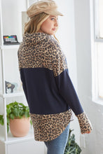 Load image into Gallery viewer, Waffle Animal Colorblock Cowl Neck Top
