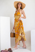 Load image into Gallery viewer, Floral Print Halter Asymmetrical Maxi Dress
