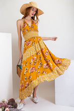 Load image into Gallery viewer, Floral Print Halter Asymmetrical Maxi Dress
