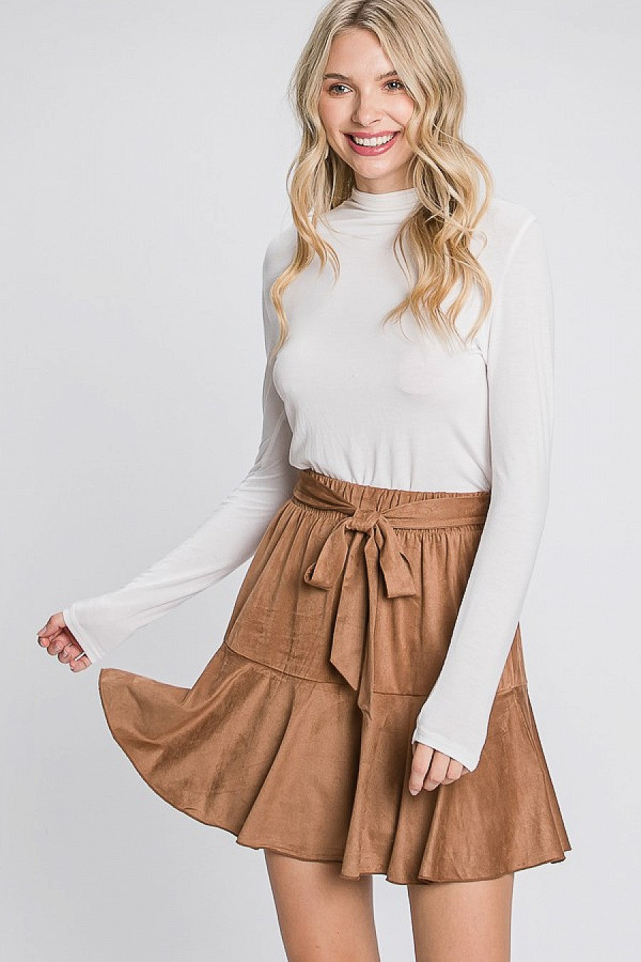 Suede Layard Skort with Self Tie
