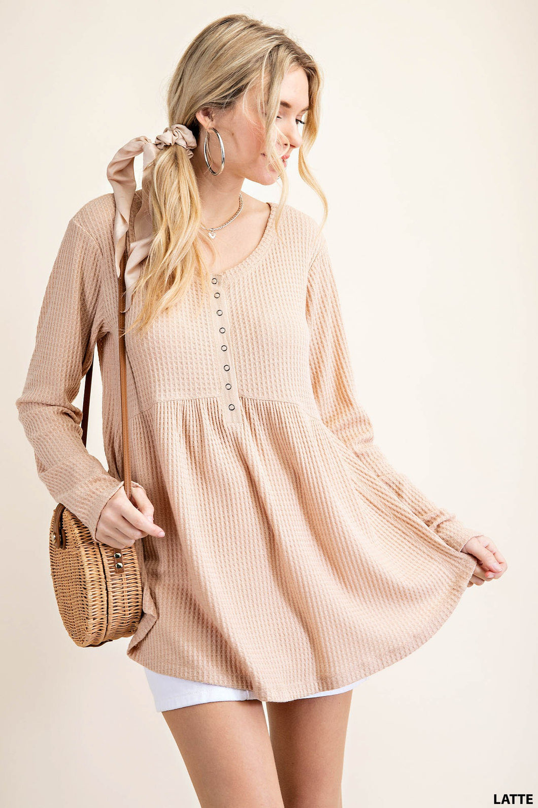 Thermal Long Sleeve Baby Doll Top