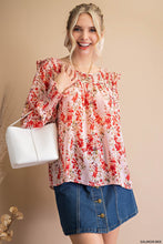 Load image into Gallery viewer, Printed Smocked Long Sleeve Top
