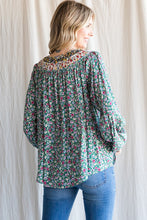Load image into Gallery viewer, Floral Self-Tie Neck Long Sleeves Top

