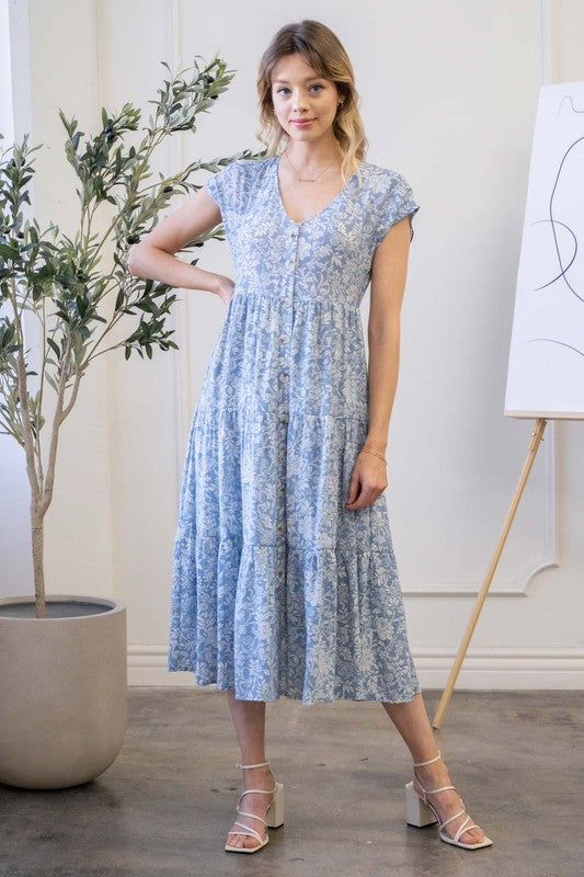 v neck tiered midi dress V Neck Tiered Midi Dress – House of Hart Boutique