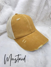 Load image into Gallery viewer, Distressed CC Ponytail Hat
