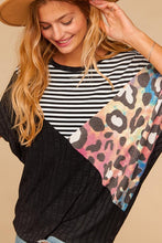 Load image into Gallery viewer, Tie-Dye/Leopard Color Block Top
