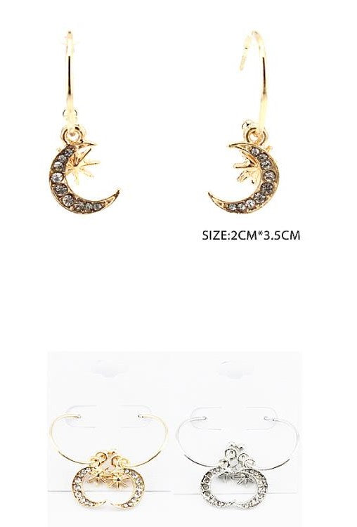 Crystal Moon Dangle Earrings