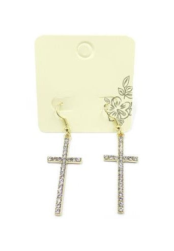 Rhinestone Cross Dangle Earrings