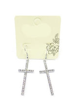 Load image into Gallery viewer, Rhinestone Cross Dangle Earrings
