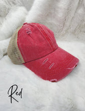 Load image into Gallery viewer, Distressed CC Ponytail Hat
