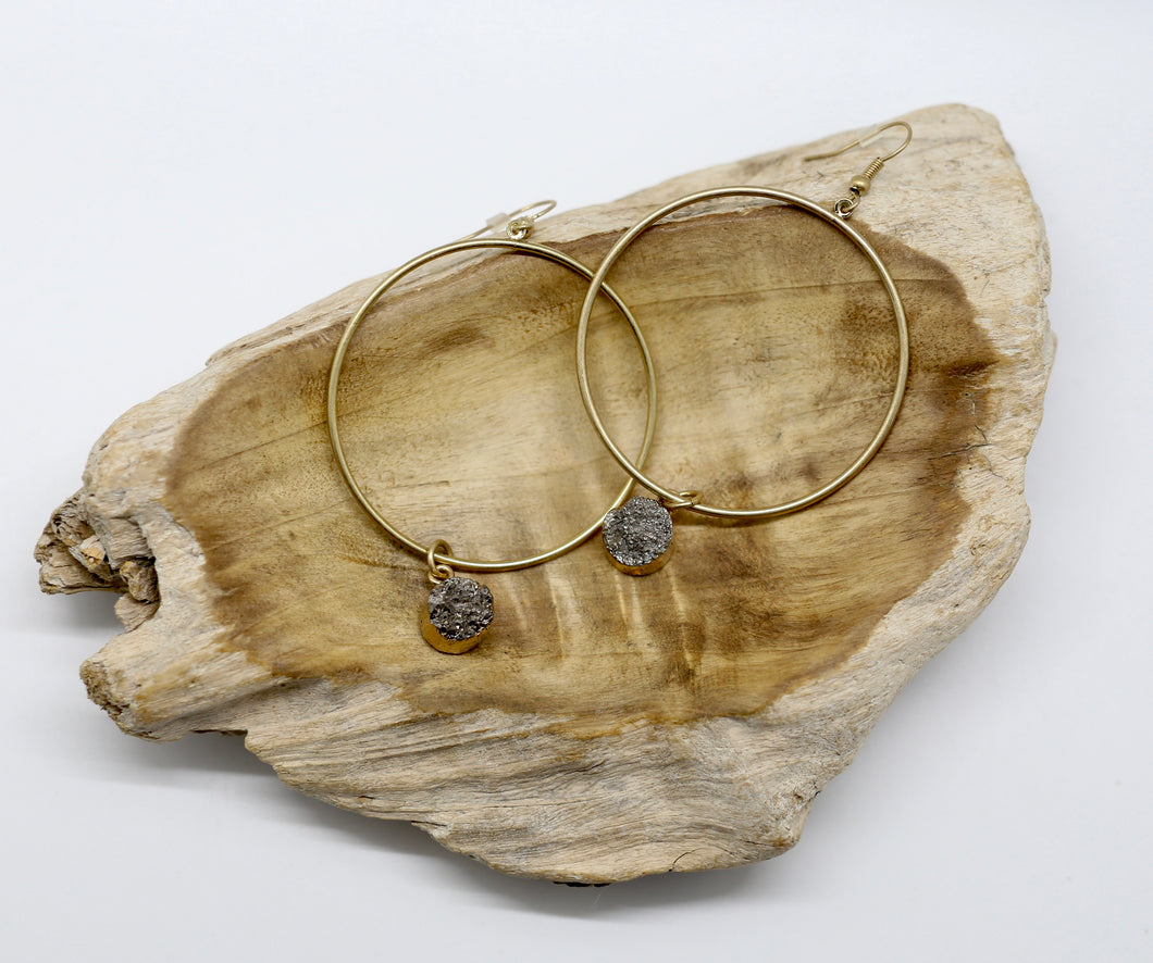 Natural Stone Hoop Earrings