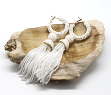 Load image into Gallery viewer, Dangly Hoop Seed Bead Earrings
