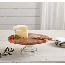Load image into Gallery viewer, Wood &amp; Glass Cake Stand
