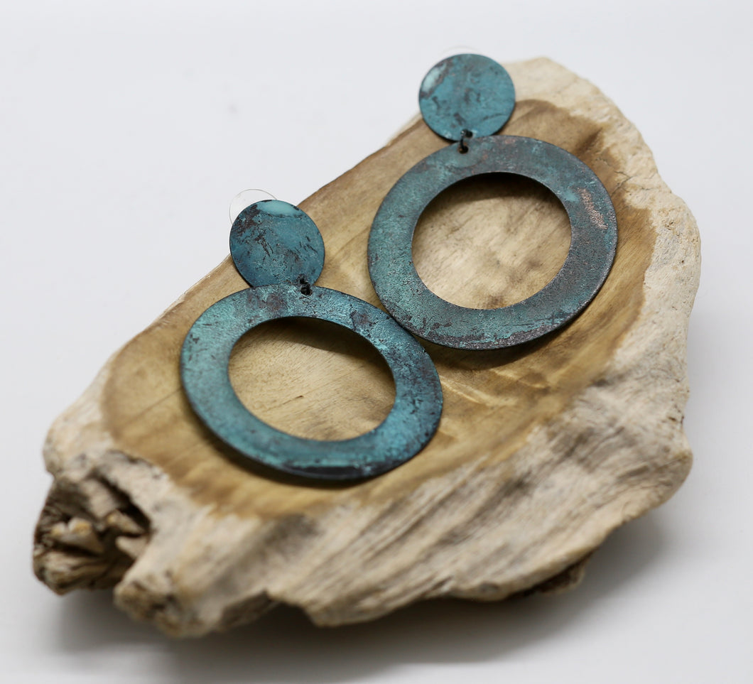 Abstract Dangle Earrings with Patina