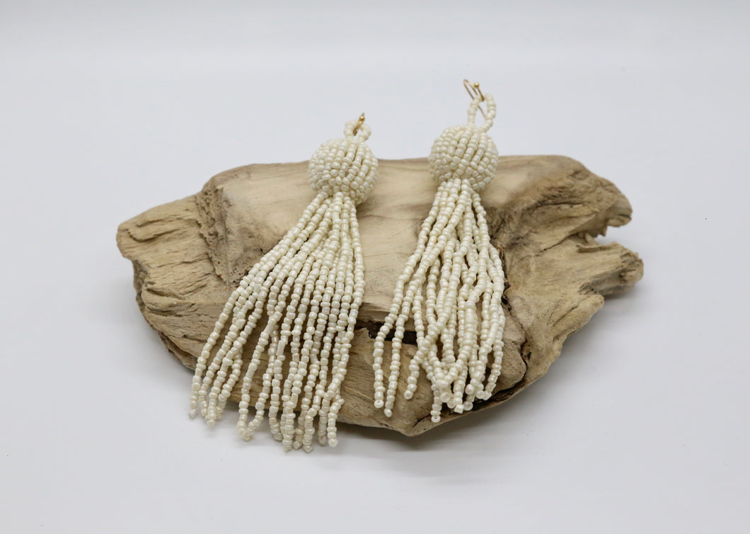 Seed Bead Round to Fringe Earrings