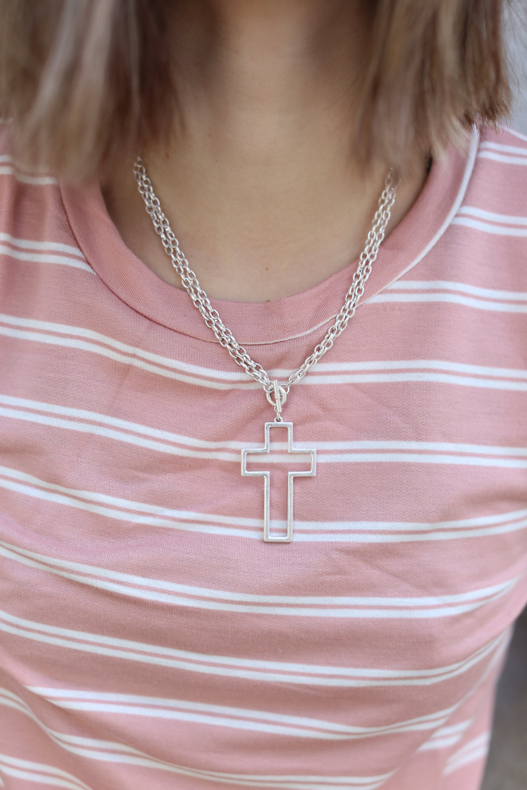 Double Chain Cross Necklace
