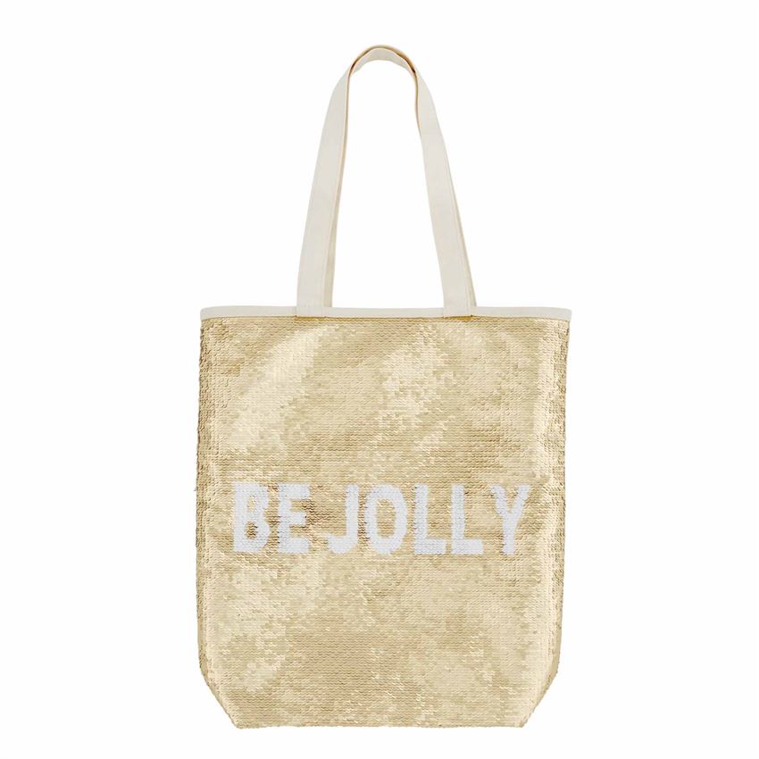'Be Jolly' Holiday Swipe Tote Gold