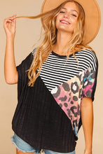 Load image into Gallery viewer, Tie-Dye/Leopard Color Block Top
