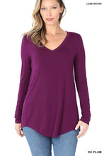 Load image into Gallery viewer, Luxe Rayon V-Neck Dolphin Hem Top
