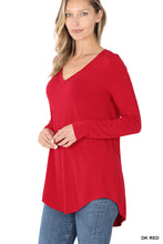 Load image into Gallery viewer, Luxe Rayon V-Neck Dolphin Hem Top
