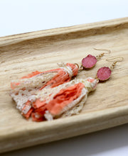 Load image into Gallery viewer, Sweet As Peach Druzy Tassel Earrings
