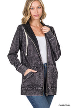 Load image into Gallery viewer, Mineral Wash Zipper Hoodie Jacket
