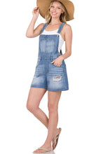 Load image into Gallery viewer, Distressed Denim Short Overalls
