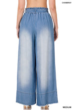 Load image into Gallery viewer, Chambray Paperbag Waist Belted Wide Pants
