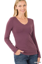 Load image into Gallery viewer, Cotton V-Neck Long Sleeve Top
