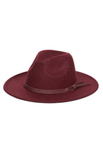 Load image into Gallery viewer, Wool Felt Faux Leather Strap Fedora Hat
