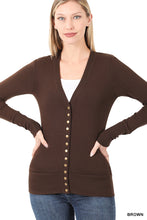 Load image into Gallery viewer, Snap Button Sweater cardigan with Ribbed Detail
